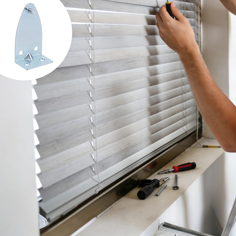 AHANDMAKER 10 Pack Metal Blinds Hold Down Brackets Door Blind Bottom Bracket Blind Bottom Rail Hold Clips with Screws for Horizontal Blinds Shades Windows Doors