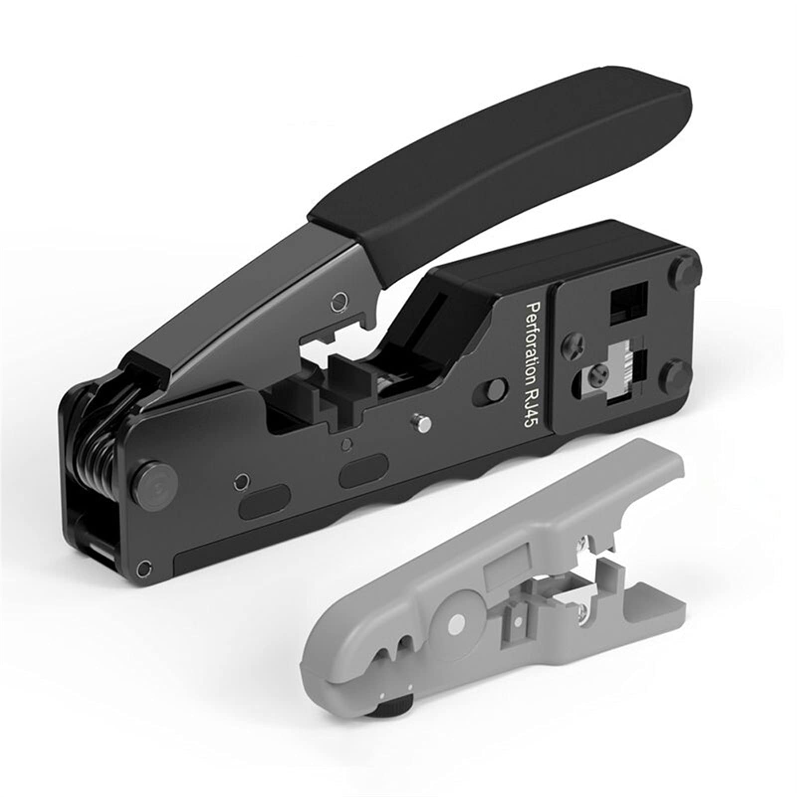 Herramienta de crimpado de cables CAT5 CAT6 CAT7 Crimpadora de paso Herramienta de crimpado para conectores estándar RJ45 RJ12 RJ11 CAT6a Conectores modulares blindados Alicates