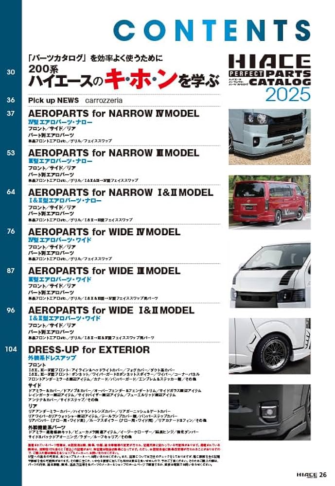 ハイエースパーツカタログ2014～2018 ５冊 ハイエースパーツカタログ2014～2018 5冊 AWESOME（カー用品