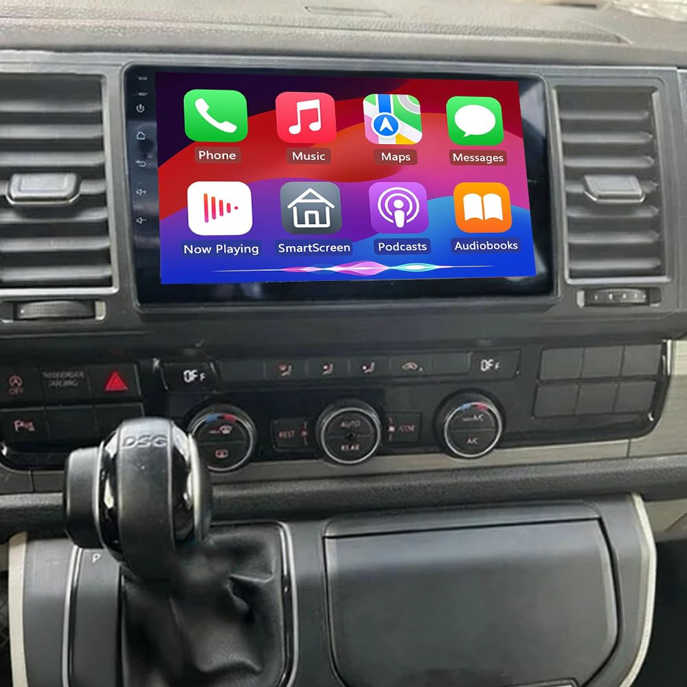 2 + 32 GB bezprzewodowe radio samochodowe Carplay z systemem Android 13, 2 DIN, do T6 Transporter Multivan 2016-2022, 9-calowe radio samochodowe z systemem Android, nawigacją, GPS, WiFi, GPS/FM
