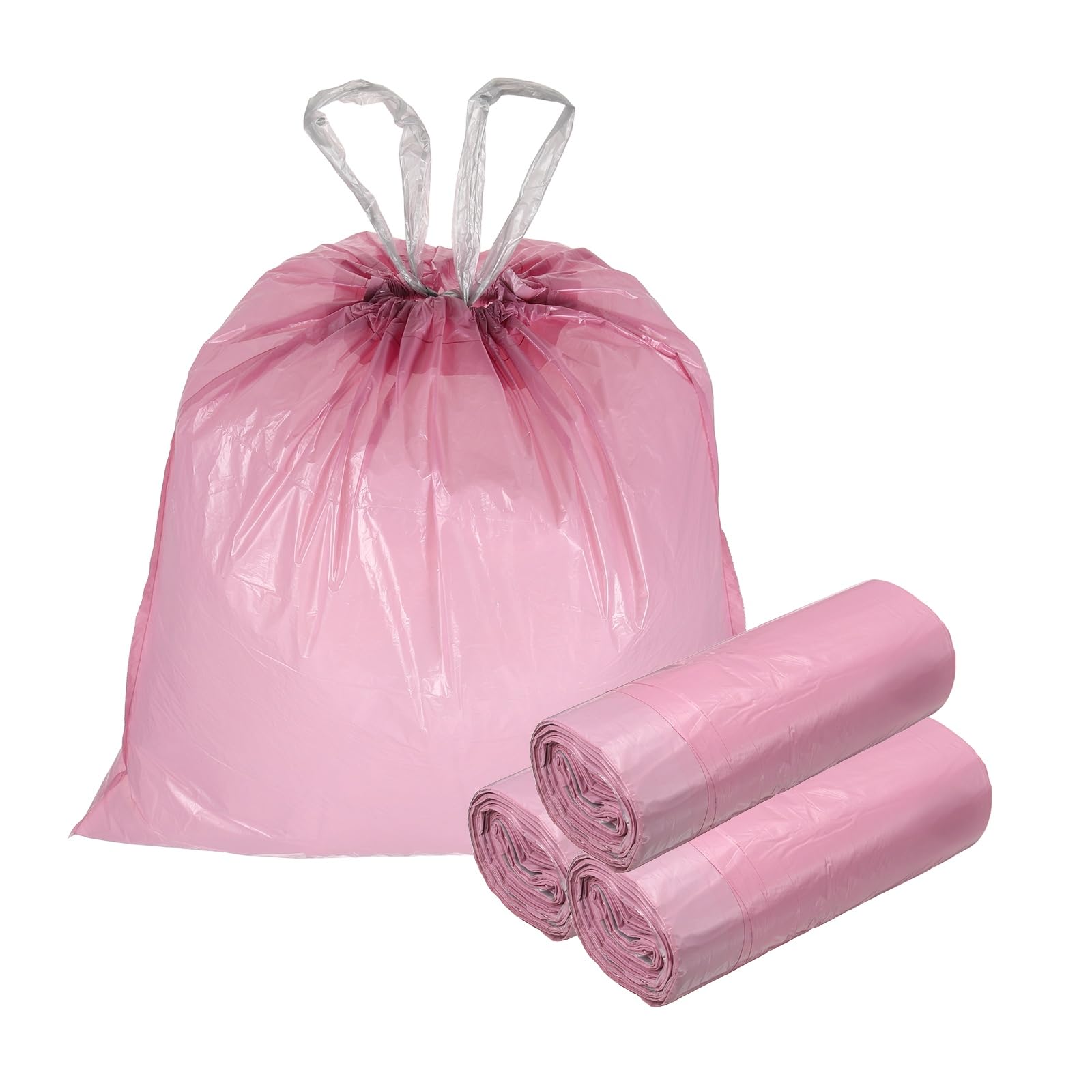 QUARKZMAN 120 Bolsas De Basura Con Cierre De Cordón, 8.7 Galones 24", Bolsas Para Cubo De Basura Sin Aroma, Diseño Resistente Al Desgarro Para Hogar Oficina Cocina Sala Rosa Dorado