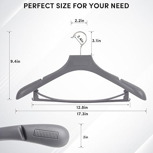 Miniatura 10 de DEDU Perchas de plástico extra anchas para traje de hombro para hombre, paquete de 20 ganchos de ancho de 17.3 pulgadas, perchas de suéter marrones