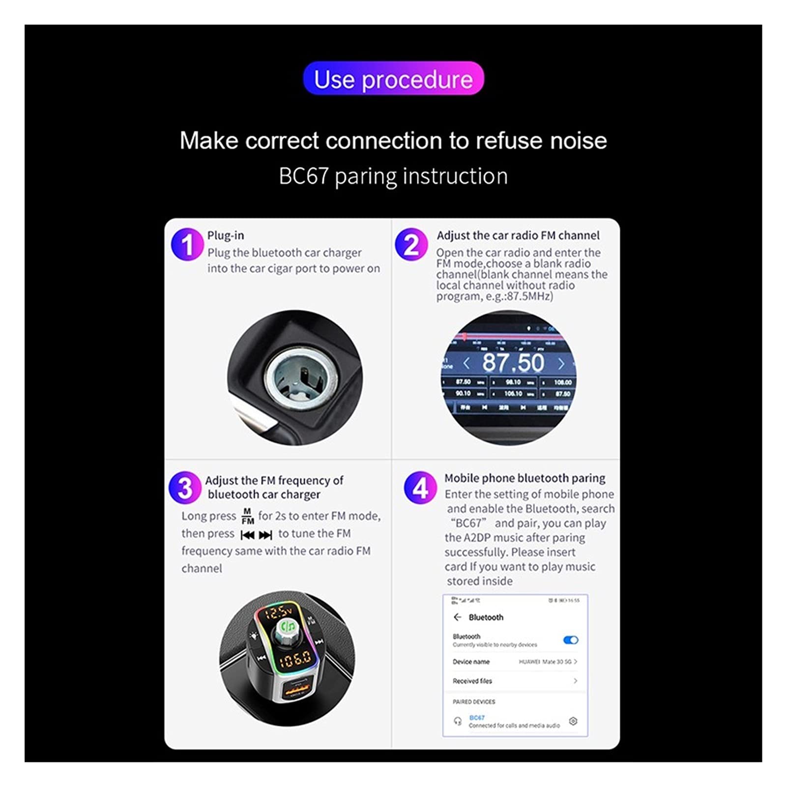 Adattatore Audio Bluetooth. FM. Trasmettitore Auto Bluetooth 5.0 Dual USB QC3.0. Caricabatteria for Auto QC PD. Adattatore Bluetooth Handsfree Wireless Aux Audio MP3. Giocatore