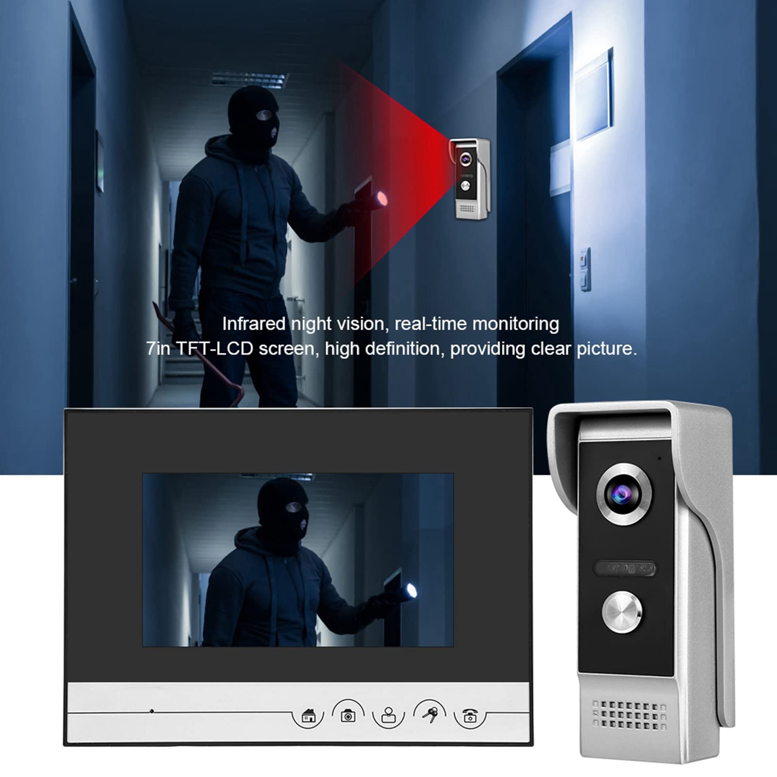 Sistema di videocitofono, sistema di citofono intelligente per visione notturna per appartamento per esterni per la casa(#2)