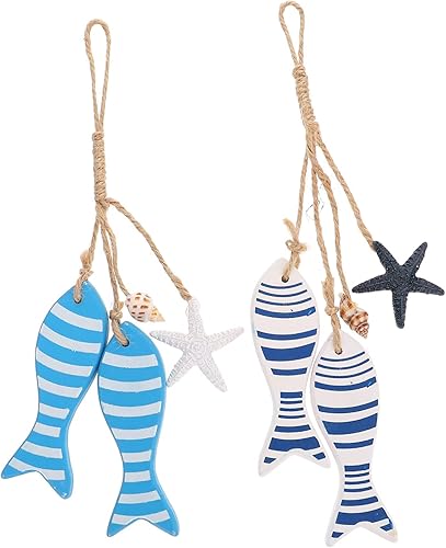 NOLITOY 2 piezas de ornamento de viento oceánico colgante decoración náutica velero arte de pared de peces náuticos decoración de pared náutica arte