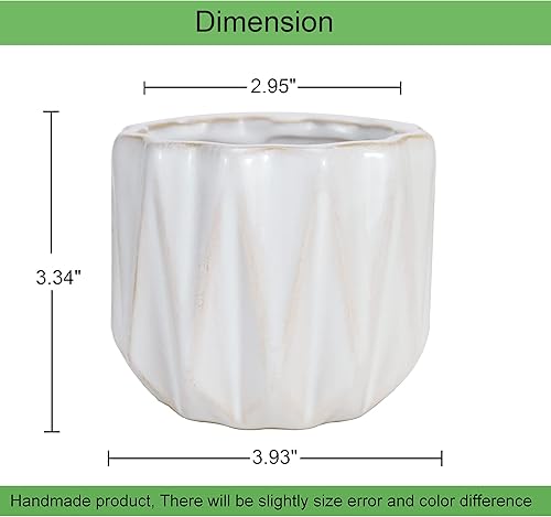 Miniatura 2 de Macetas de cerámica de 4 pulgadas, juego de 2 macetas pequeñas con orificio de drenaje y almohadillas de malla para macetas de jardín de interiores