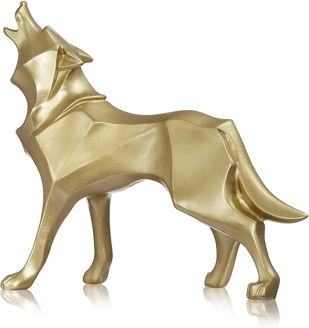Buywoow Geometric Polyresin Wolf Statue Abstract Resin