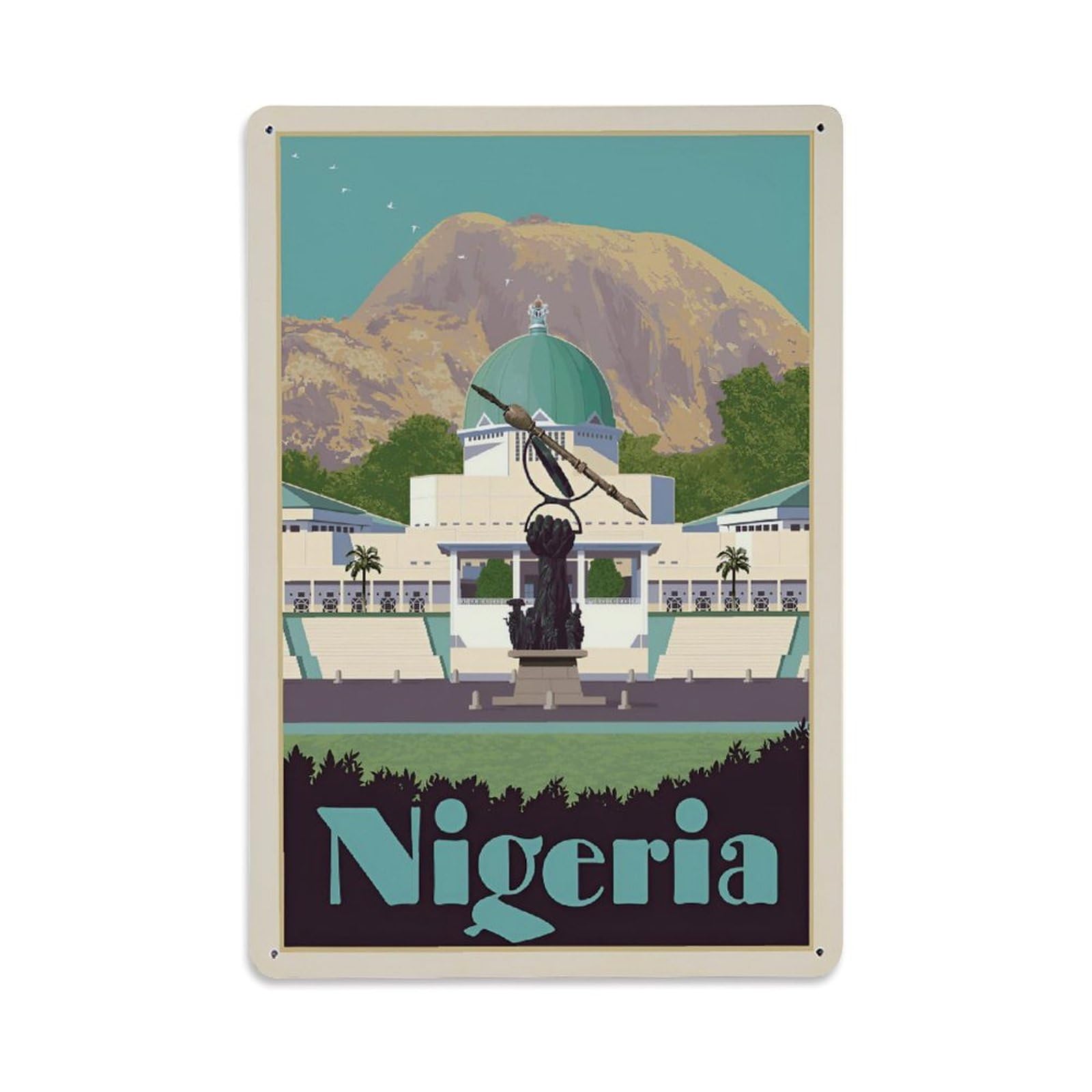Vintage Travel Poster Nigeria Africa Metal Tin Sign Wall Decor for Cafe, Club, Garden Metal Poster 8x12Inch