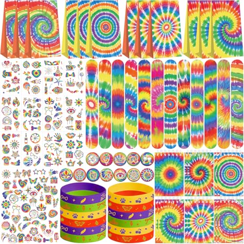 Fournitures d'anniversaire Tie Dye pour animer une fête d'enfants colorée