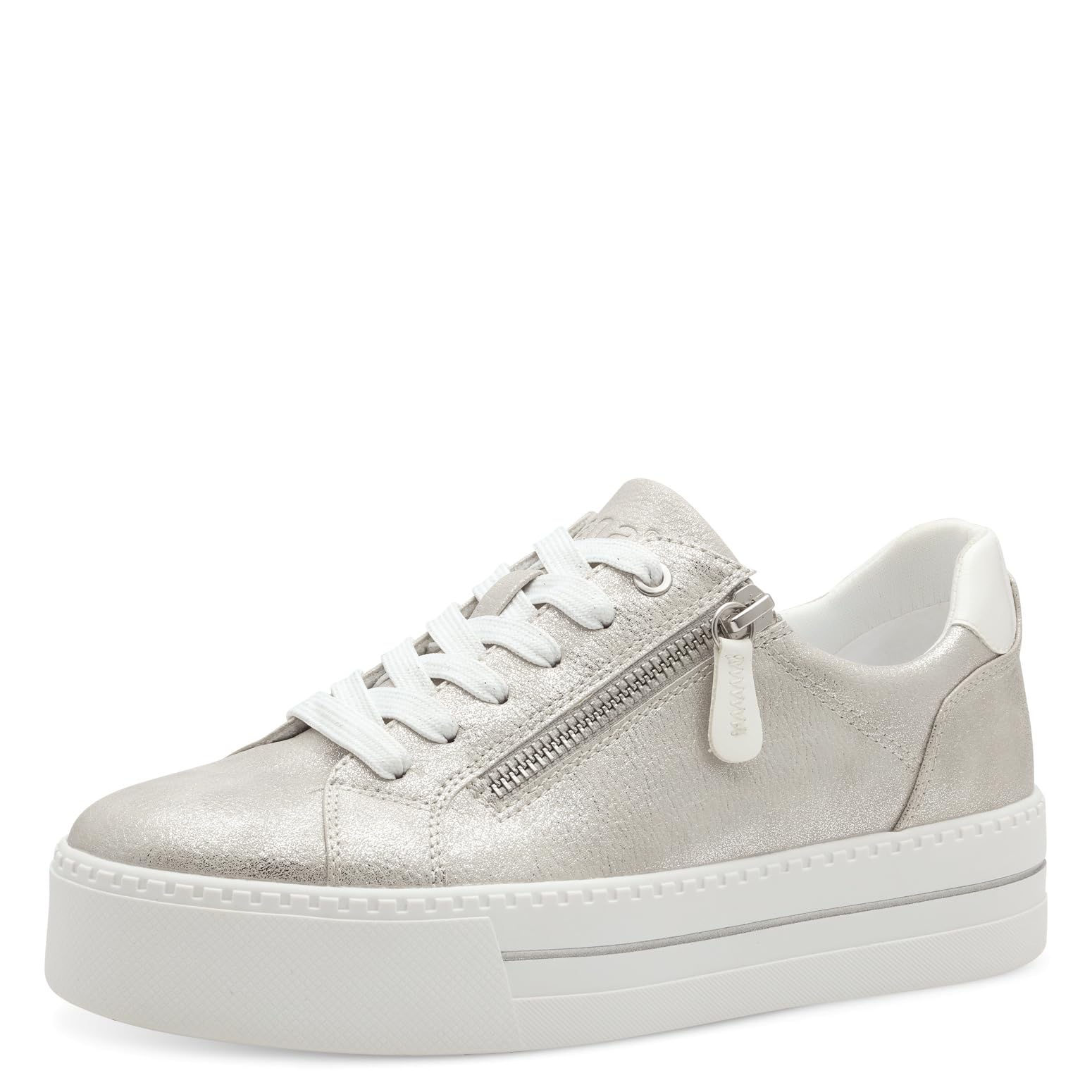 Jana Women’s Platform Sneakers with Zip Vegan, Silver, 6,5 UK