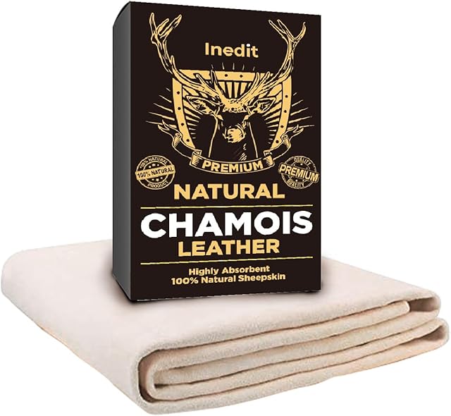 inedit Chamois Leathers For Cars - Chamois Leather - Extra Large 2800 cm² (70x40cm) Professionnal Natural Ultra Absorbent Sheep Skin For Cars And Every Surfaces