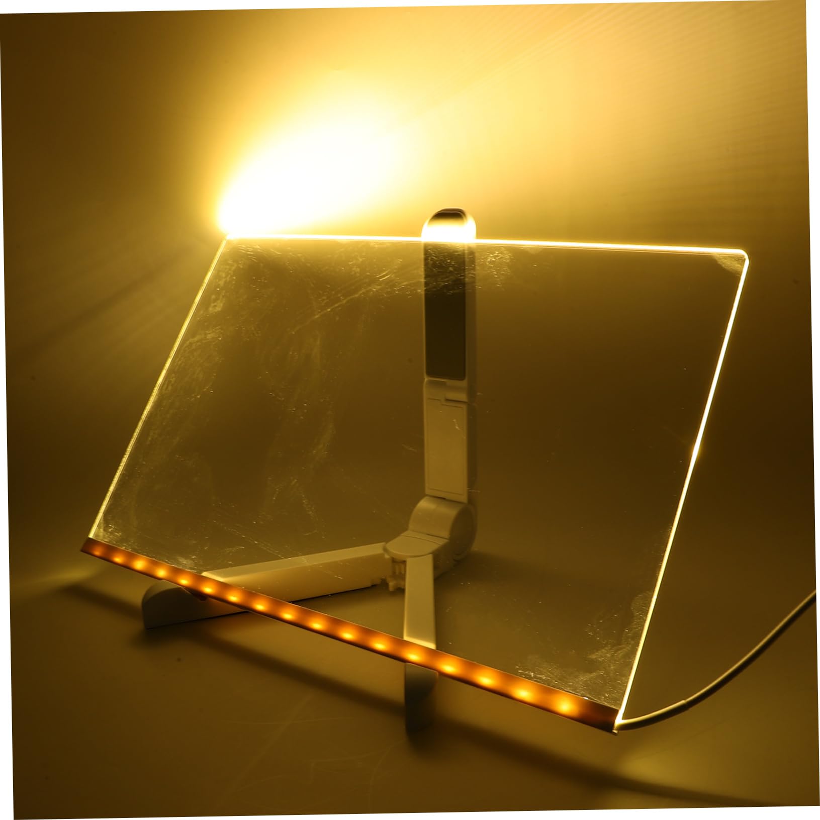HOMSFOU Lavagnetta Memo in Acrilico USB Luminosa, Stabile da Scrivania, per Ufficio e Feste, Bacheca Trasparente per Appunti