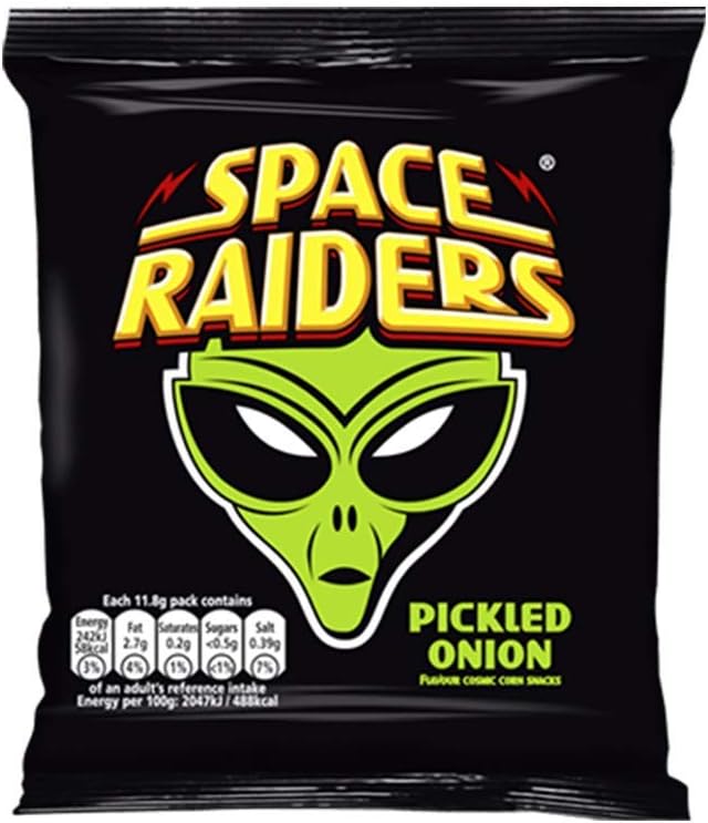 Space Raiders Pickled Onion Flavoured Cosmic Corn Snack Crisps Pack of 36