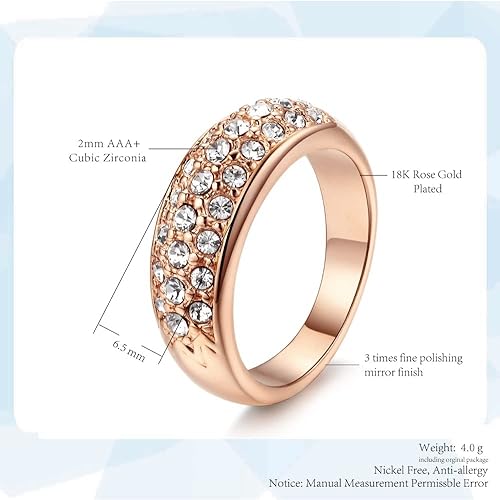 Miniatura 6 de Wedding Ring For Women Elegant Cubic Zirconia Rose Gold Color Fashion Jewelry Austrian Crystals Gift