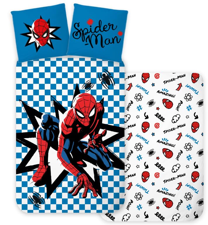Parure De Lit Spidey Et Ses Amis - Housse Couette 100x140cm + Taie 40x45cm - 100% Coton - Réversible