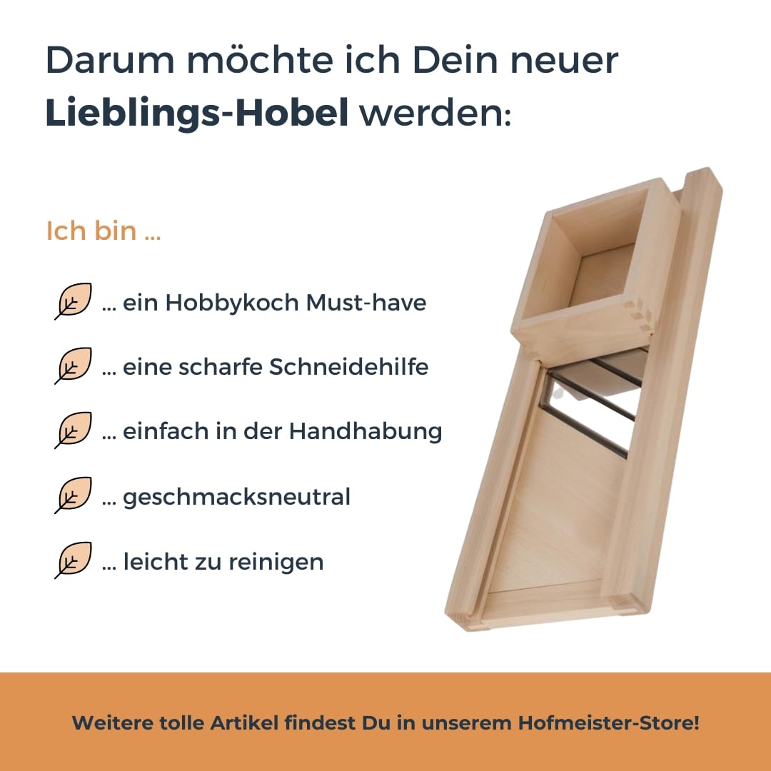 HOFMEISTER® Affettatrice professionale per erbe aromatiche, lame inox 80 cm, taglio sicuro cavoli bianchi e rossi, carrello mobile, affettaverdure in legno di faggio, Made in EU