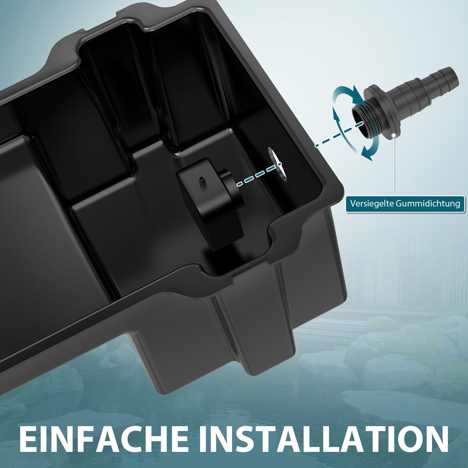 Teich Wasserfall, 20 cm breiter Wasserfall Garten für Wasserspiel und Bachlauf, Schwarz