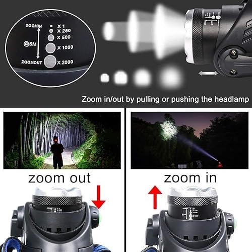 Miniatura 3 de PUNLIM Faros delanteros LED recargables para adultos 3 modos faros delanteros 90 ajustables con zoom impermeables para niños y adultos camping