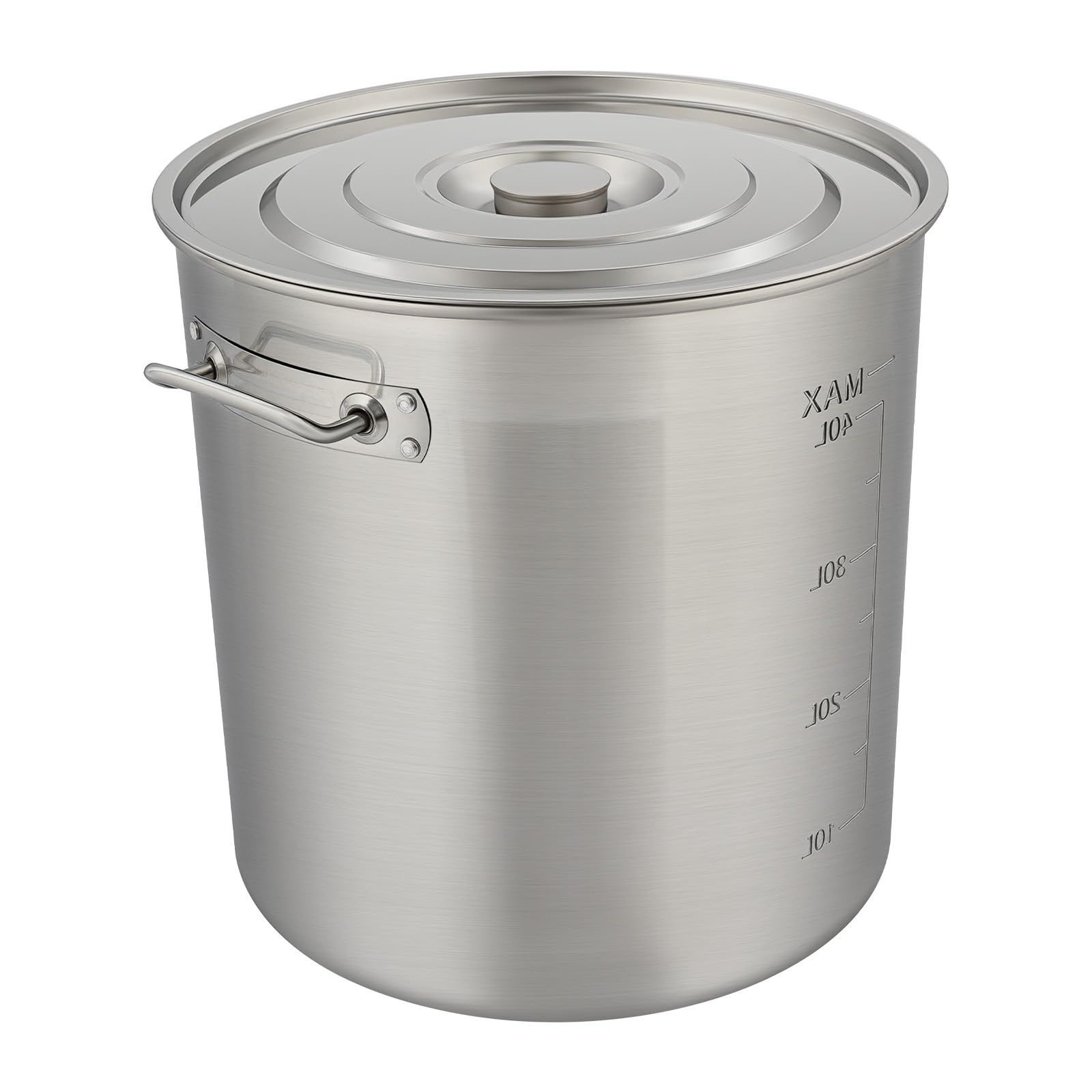 Olla grande de acero inoxidable 50L, olla profesional de acero inoxidable 201, olla gigante 53Qt con tapa, olla de sopa de inducción/gas para restaurante buffet catering, plata 40 x 40 cm