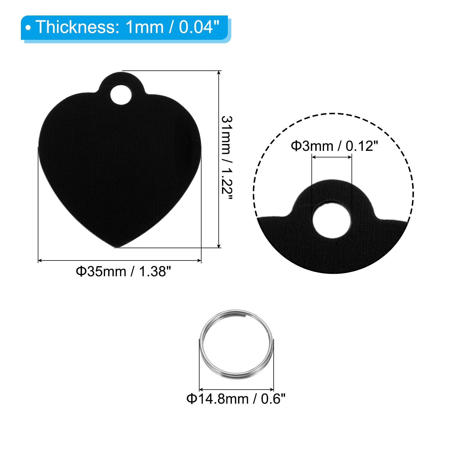 PATIKIL Aluminum Blank Tags 1.4 x 1.2 Inch - Image 2