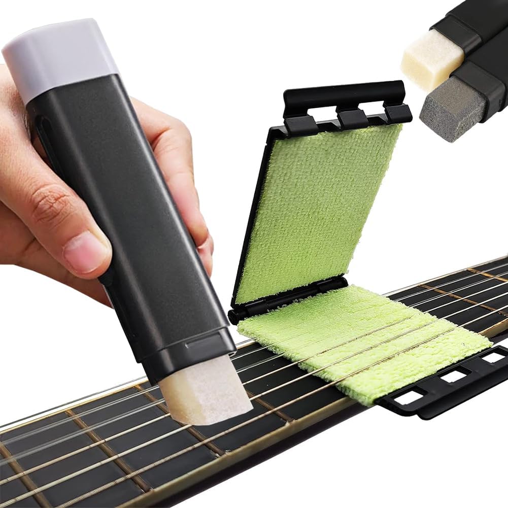 Guitar Cleaner Kit Dual Head String Brush Cleaning Pen Maintenance Care for Guitar Cleaning Fretboard Cloth Tool for Guitar/Bass/Mandolin/Ukulele