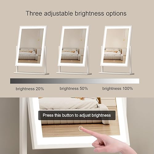 Miniatura 2 de Espejo de maquillaje iluminado Hollywood Espejo de maquillaje con luces control táctil inteligente de 3 engranajes rotación de 360 12 pulgadas blanco