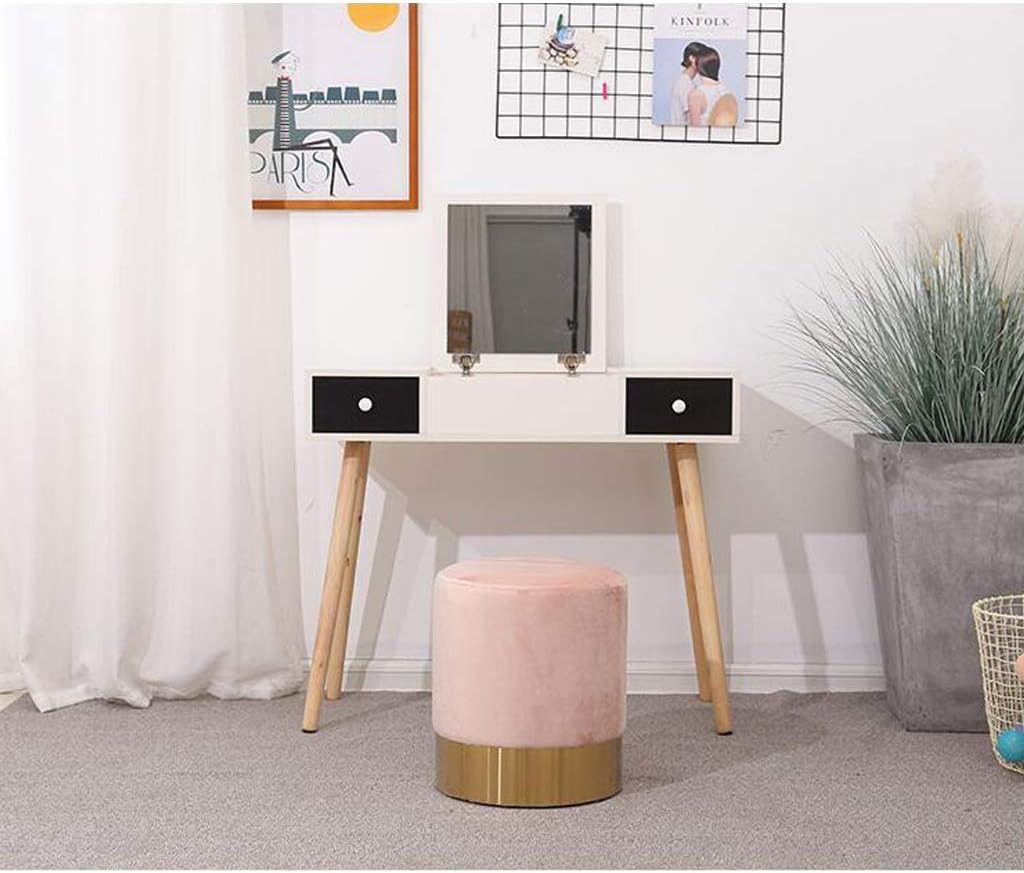 Generic Change Shoes Stool Upholstered Makeup Stool Elegant Footstool Ottoman Living Room Bedroom Flannel Pink Ottoman Upholstered Stool,Practicalniture