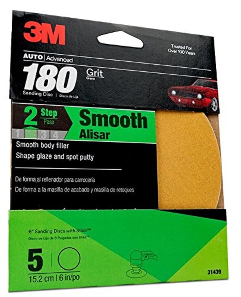 Sanding Disc with Stikit Attachment, 31439, 6 in, 180 grit, 5 discs per pack