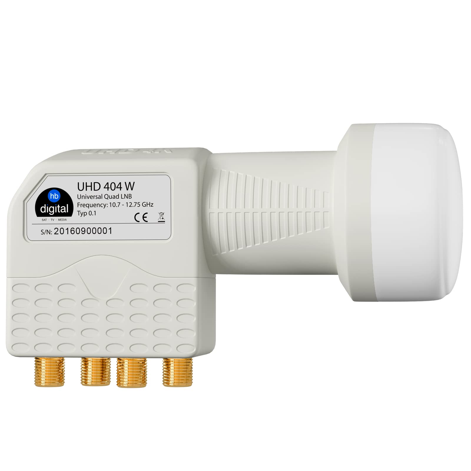 HB-DIGITAL 4X Quad LNB LNC 4 uczestników bezpośrednio (cztery sztuki) ✨ Full HD TV 3D 4K biały biały biały biały ■ styki pozłacane ■ ochrona przed warunkami atmosferycznymi (wyciągana)