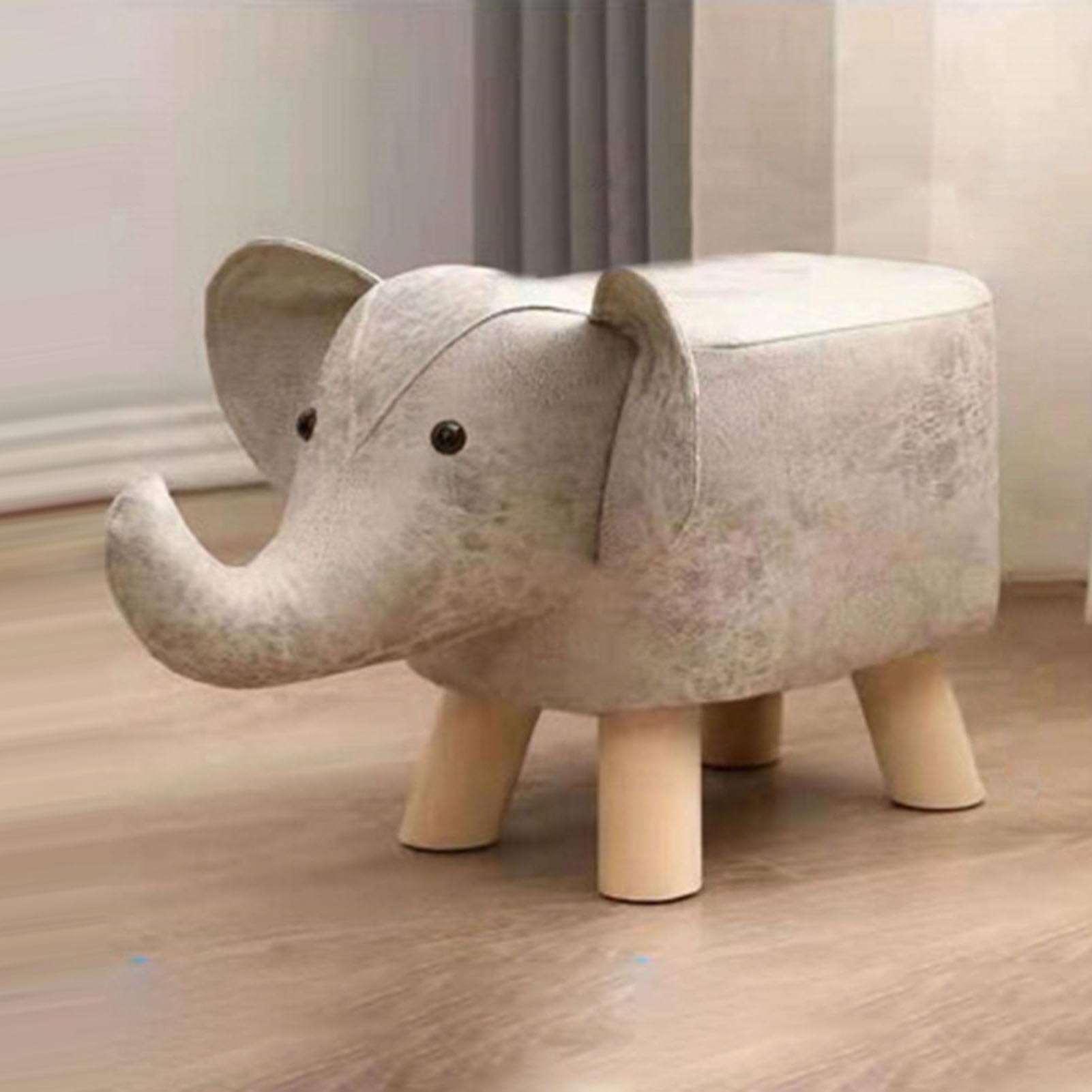 Cute Animal Footstools, Footrest Ottoman with Soft Padded Cushion and Non Slip Feet, Mini Ottoman Furniture for Bedroom, Living Room or Entryway(Grey White)