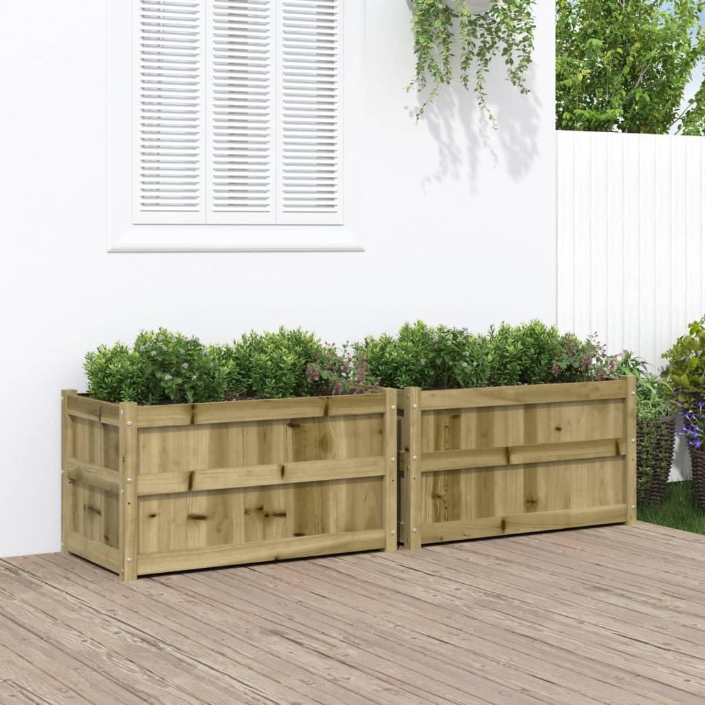 ACAGALA Jardinera de madera 90 x 50 x 50 cm, 2 unidades de macetas de impregnación natural, cuadrada, jardinera con jardinera para verduras, frutas, hierbas y flores