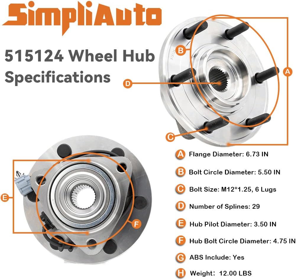 Front Wheel Hub Bearing Replacement for Nissan Armada Titan 2008 2009 2010 2011 2012 /Infiniti QX56 2008-2010 /[RWD Rear Wheel Drive][515124]