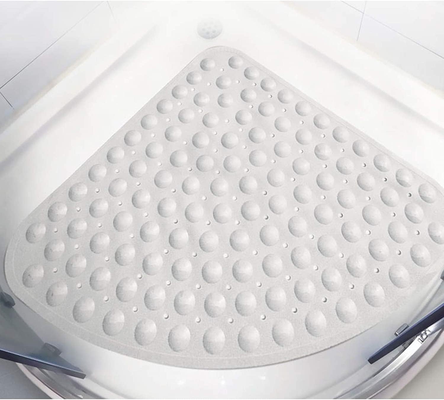 WANGZHENG Corner Shower Mat Non-Slip Bath Mat Fan-Shaped Floor Mat Shower Room Anti-Slip Mats Bathroom Bath Mats Suitable for Bath Mats-White||80 * 80cm
