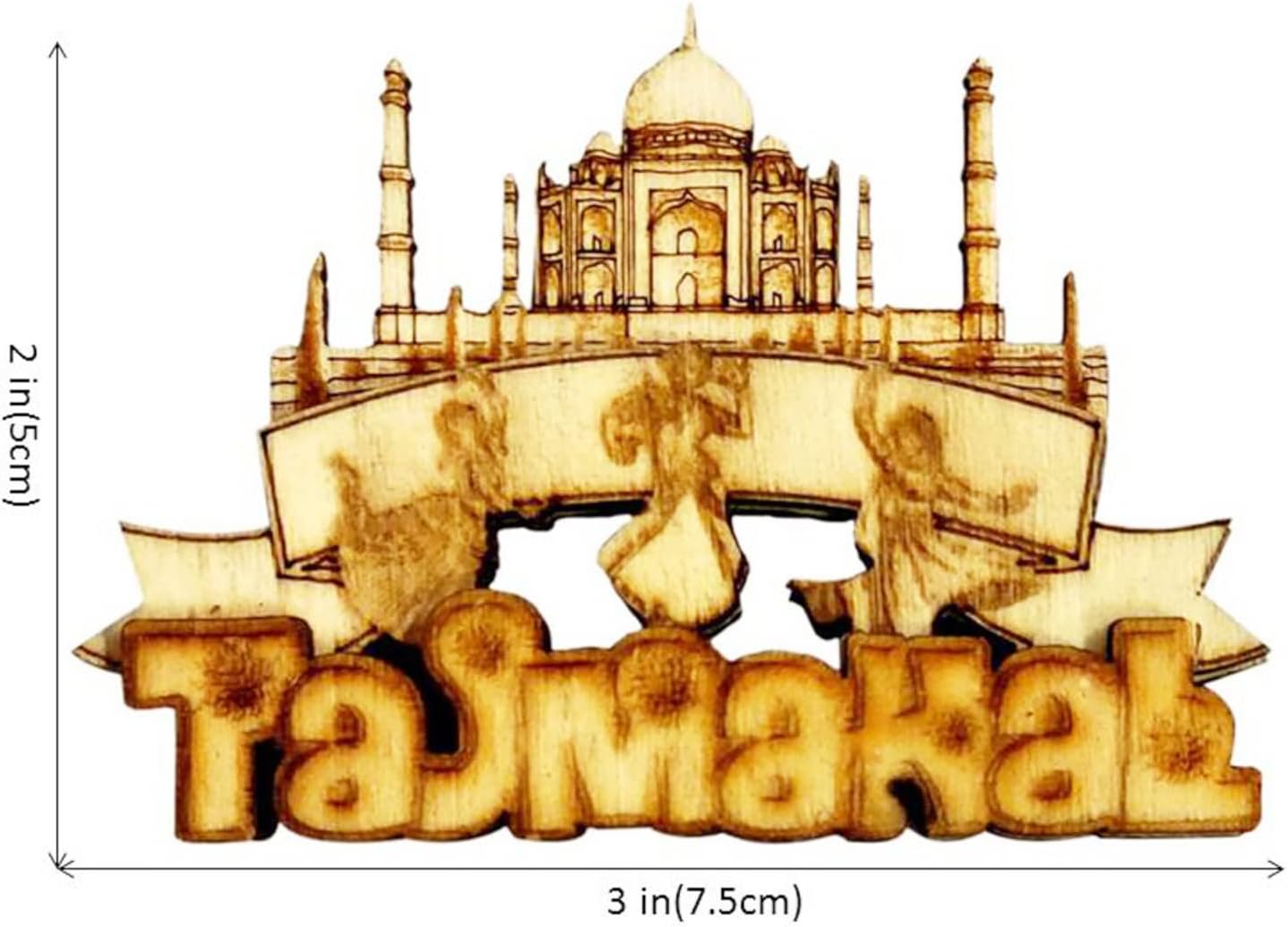 Purpledip Wooden Fridge Magnet: Indian Heritage Taj Mahal (11667A)