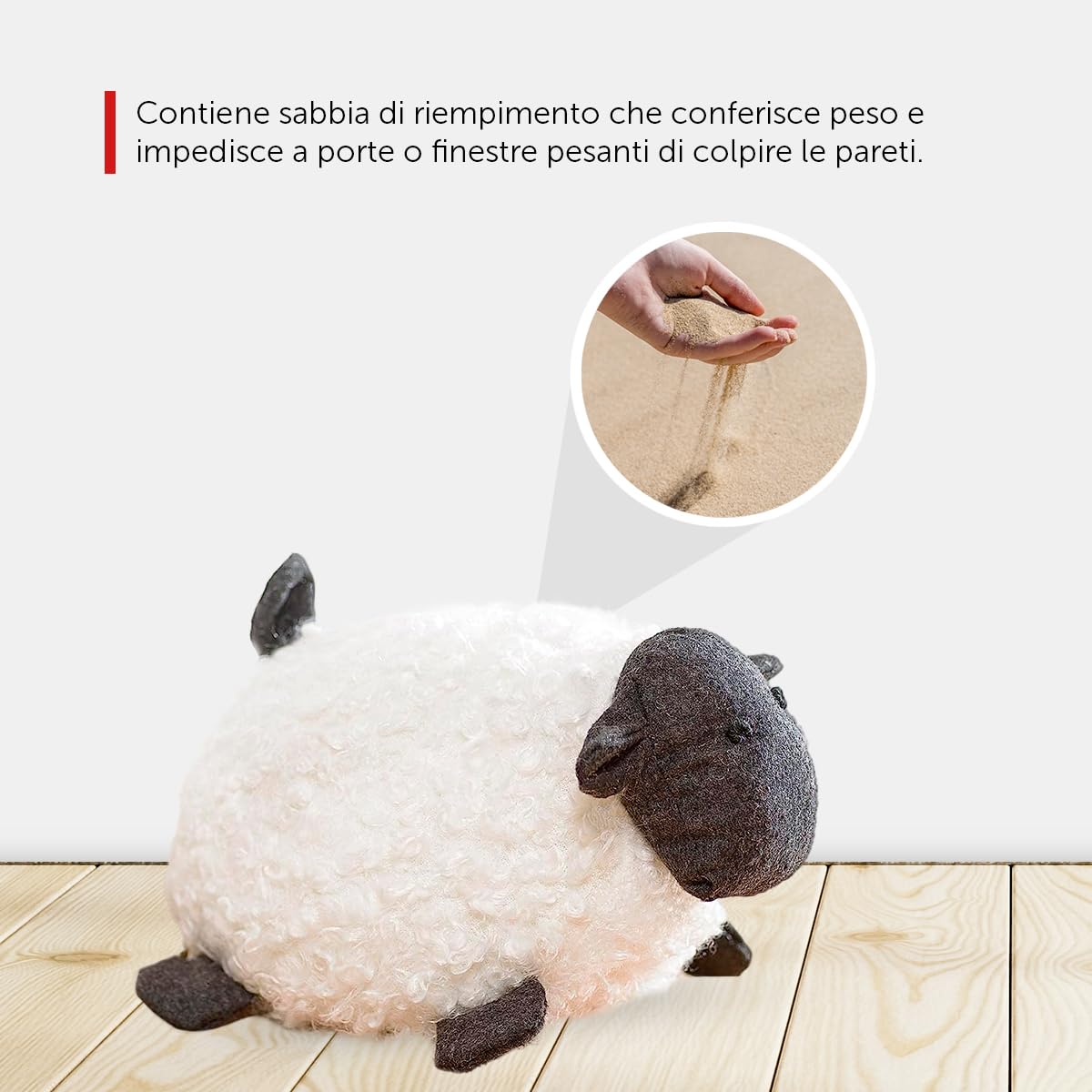 Fermaporta da Pavimento - Design Pecora - Fermatenda e Sostegno Decorativo - 240 x 160 x 145 mm - Riempimento di Sabbia - Resistente - REI