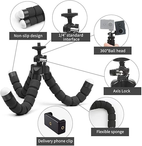 Miniatura 2 de Soporte flexible para cámara web y trípode para teléfono celular con soporte para cámara web Logitech y Nexigo, cámara GoPro y más.