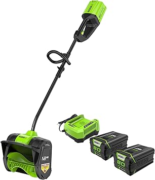 Review Greenworks PRO 80V 12-Inch Cordless Snow Shovel, 2.0 AH Battery Included, 2600602 with Greenworks Pro 80V 4Ah Lithium Ion Battery GBA80400