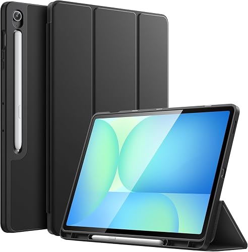 Case for Samsung Galaxy Tab S10 FE Plus/S10 FE+ 13.1-Inch with S Pen Holder, Soft TPU Tri-Fold Stand Protective Tablet Cover