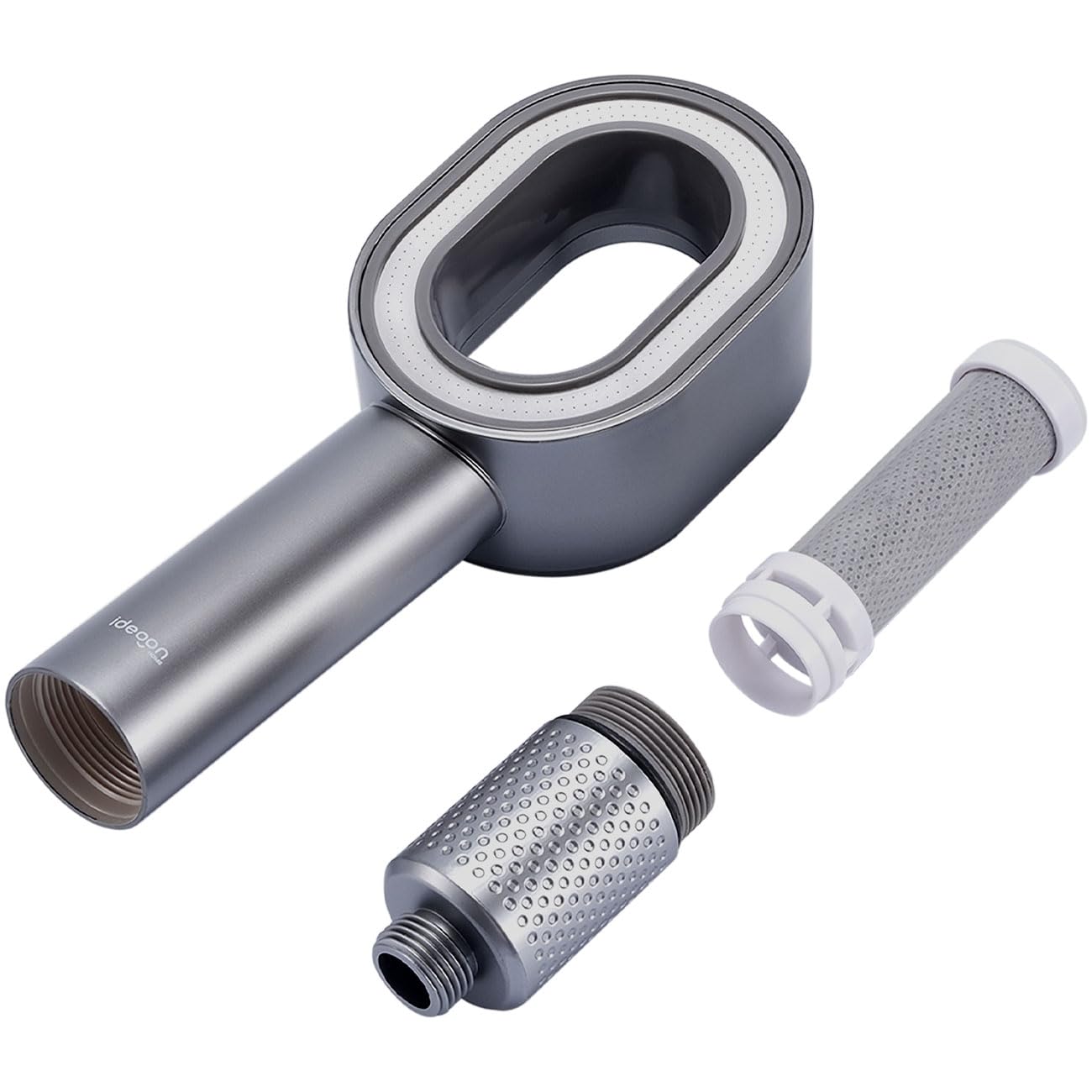 ideoon Duschkopf mit Filter 3-in-1 Wasserspar - Inkl. Bürste & Schwamm - 2 x Premium-Wasserfilter - Eleganter Duschkopf zum Wasser sparen & filtern