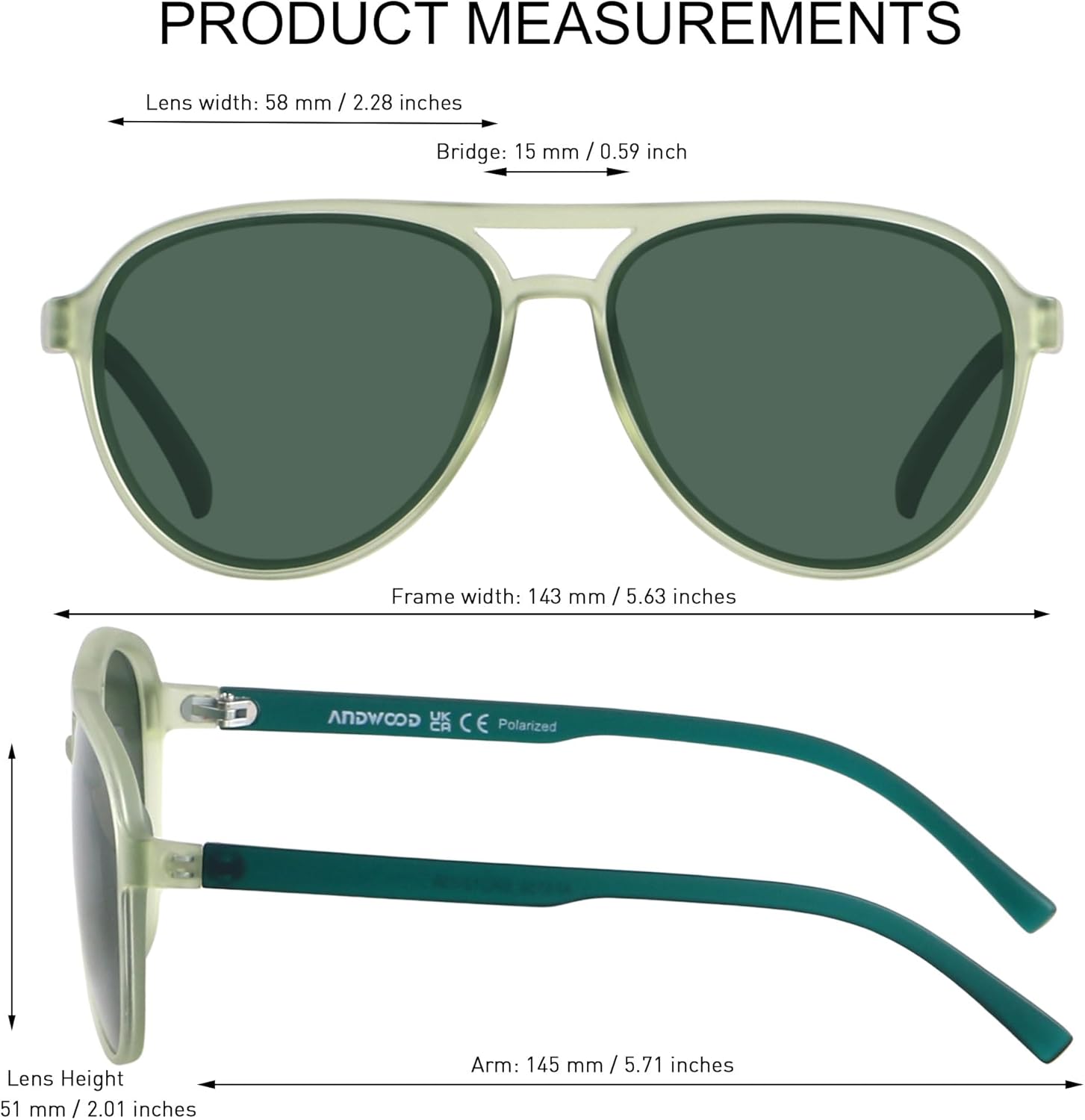 ANDWOOD Retro Polarized Aviator Sunglasses for Women Men Classic 70s Vintage Trendy Square Aviators - Image 5