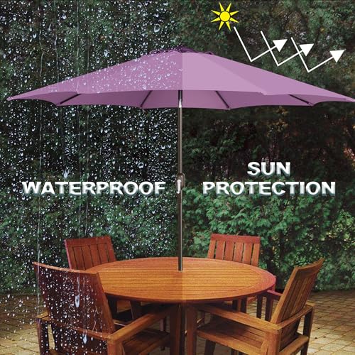 Image of Blissun 9' Outdoor Patio Umbrella, Outdoor Table Umbrella, Yard Umbrella, Market Umbrella with 8 Sturdy Ribs, Push Button Tilt and Crank