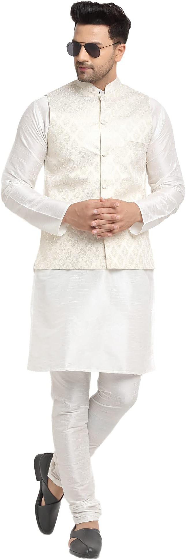 ABH LIFESTYLEMen's Kurta Pyjama & Printed Nehru Jacket Set.