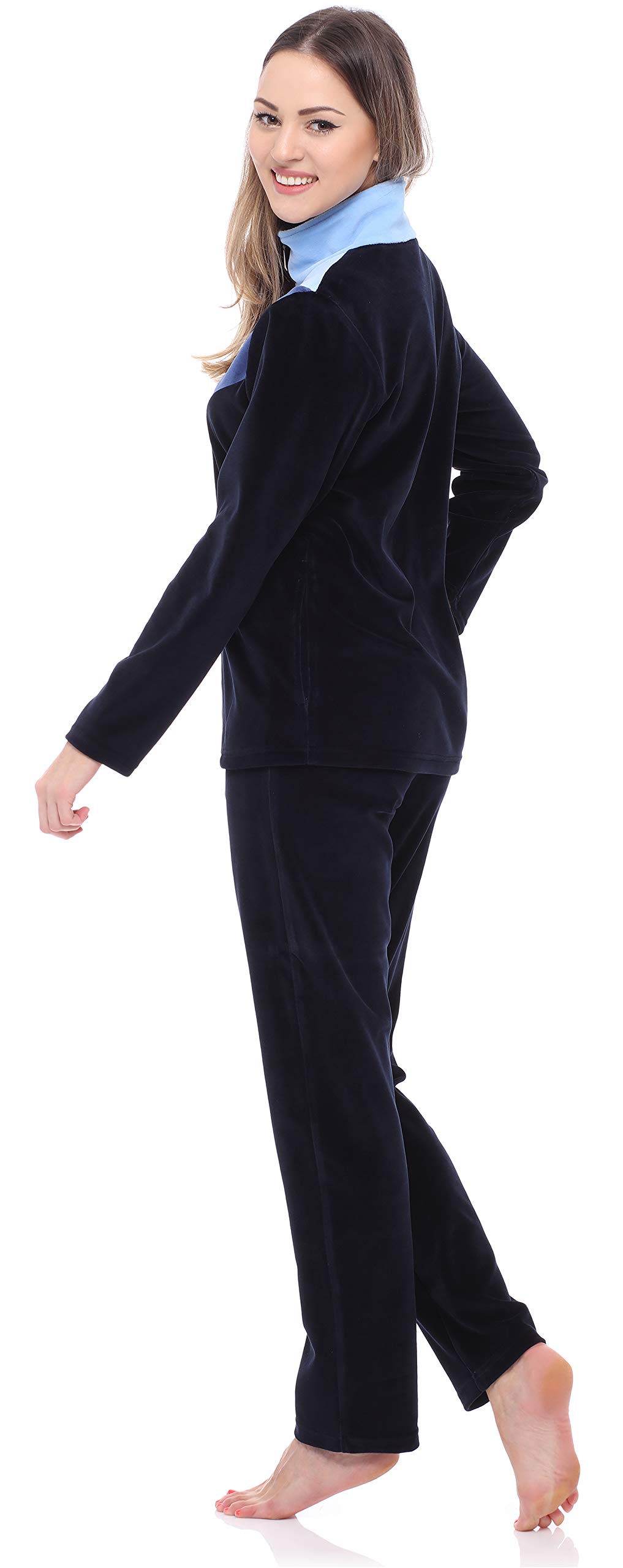 Merry Style Tuta Donna in Velluto MSMG001 (Blu Marin/Blu Scuro/Blu Chiaro(1728), 6XL)