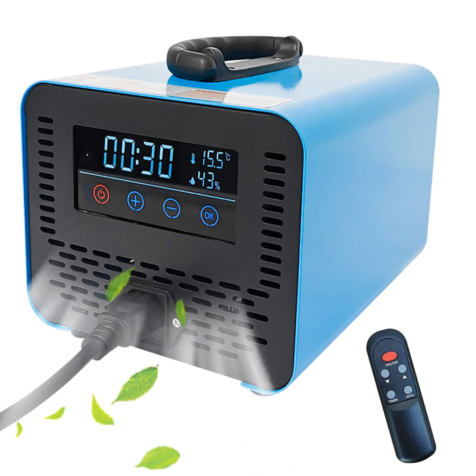 RDJSHOP Generador de Ozono de Pantalla Táctil Ozonizador con Mando a Distancia, Esterilizador Desodorante Ozono Generador para Grandes Salas, Fábricas, Bares,Blue-15000mg/h