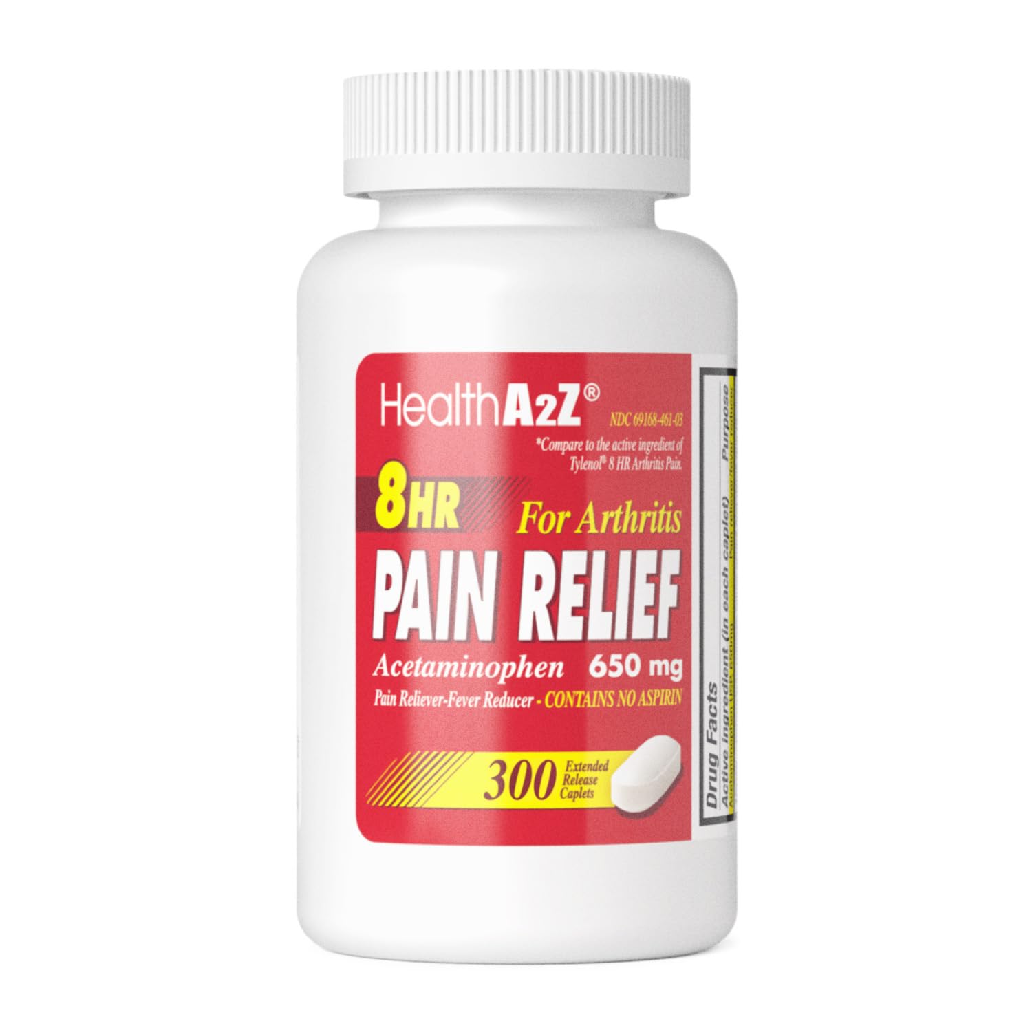 HealthA2Z® Pain Relief Extended Release | Acetaminophen 650mg | 8 Hours | Arthiritis Pain | Pain Reliever - Fever Reducer | Contains no Aspirin (300 Count)