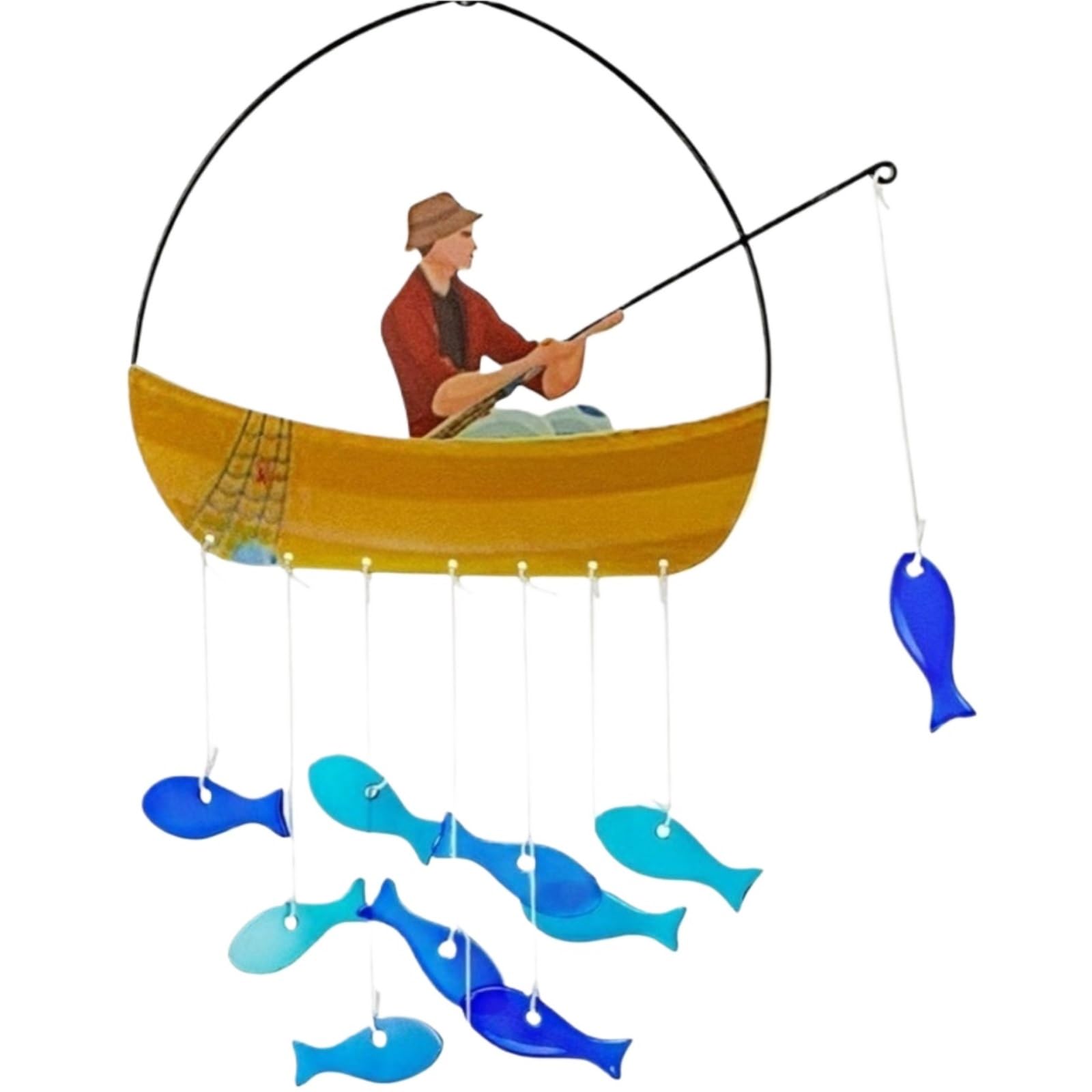 Wind Chime 21" Fish WindChimes For Outside Blue Glass Garden Decorations Wind Chimes Nice Suncatcher Gifts Windchime
