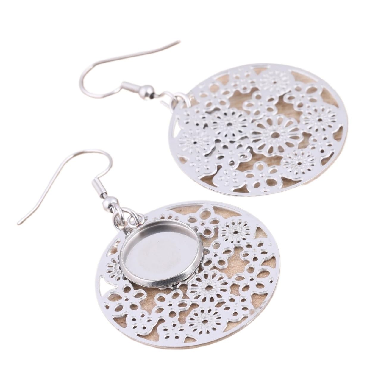 zyrqon 18pcs 30mm Hollow Circle Charm Earring Base Blanks Fit 12mm Cabochon Bezel Trays DIY Findings