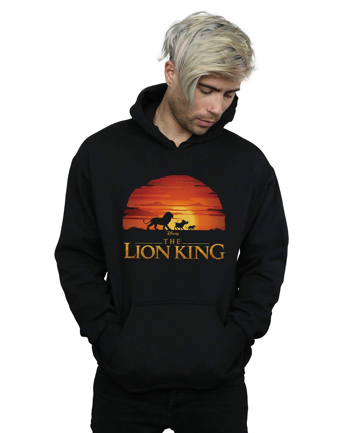 Absolute Cult Men's Black Disney The Lion King Movie Sunset Logo Hoodie Xxl