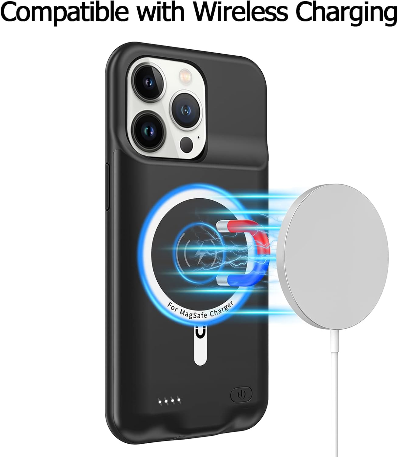 Battery Case for iPhone 13 Pro Max, Full Encircle 12000mAh High Capacity Rechargeable Portable Charger Case Extended Battery Compatible with iPhone 13 Pro Max (6.7 inch) Wireless Charging Case-Black
