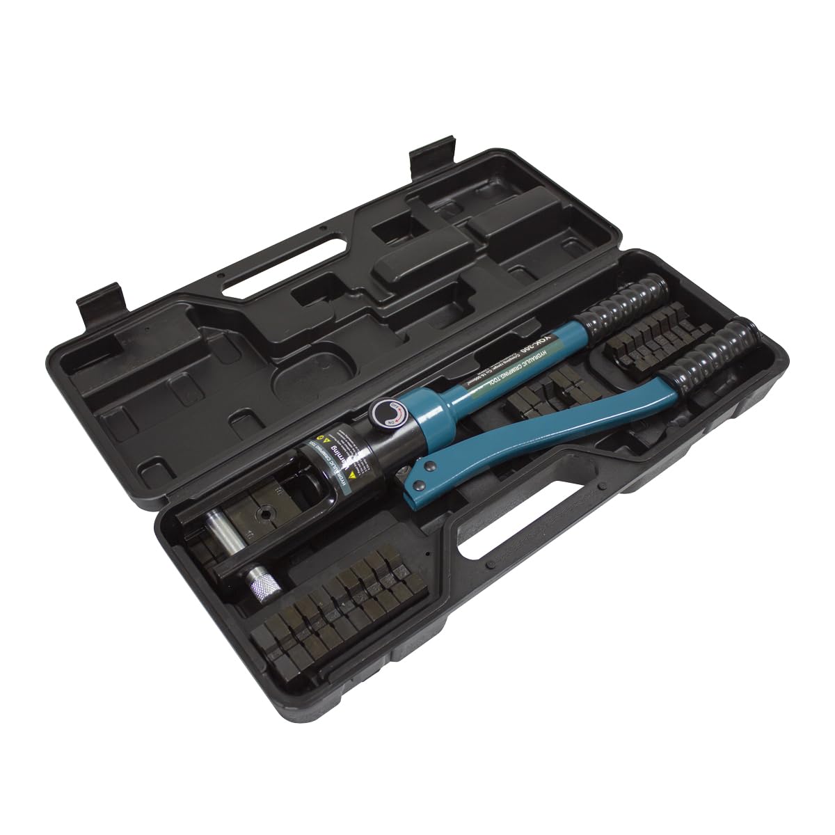 Prensa Terminales Hidraulico, 16-240 mm² Crimpadora Hidráulica para Terminales de Cable con 13 pares, Alicates Hidráulicos Crimpado, Herramienta de Prensa Hidráulica Azul